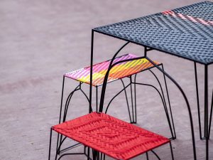 Arch table & stools [set of 4 stools & a table]